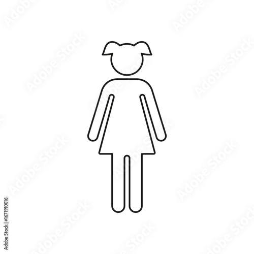 Girl Silhouette Line Icon. Female Child Symbol For Education, Youth, And Childhood. Editable Stroke. Isolated Vector Illustration
