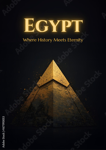 Mystical Ancient Egyptian Landscape with Golden Pyramid