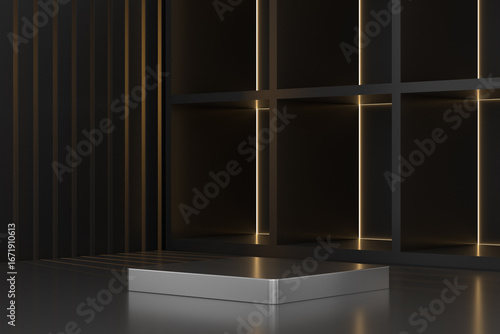 The 3d scene for jewelry products show or presentation, 3d render