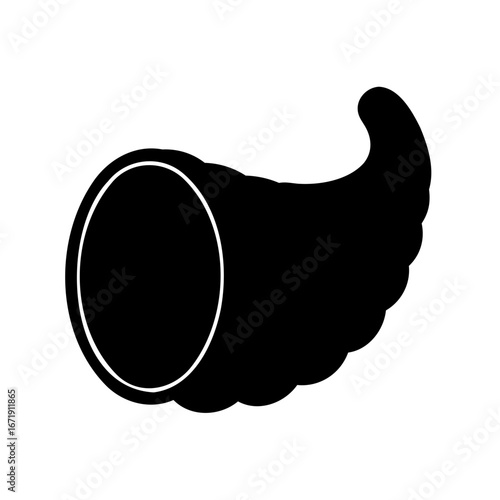 Dramatic Black and White Silhouette of a Cornucopia Against White Backdrop