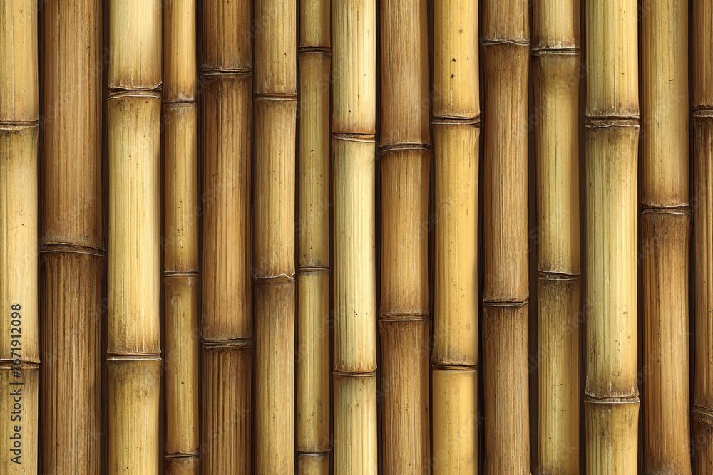 Fototapeta premium Close up of many brown bamboo stalks a natural textured background