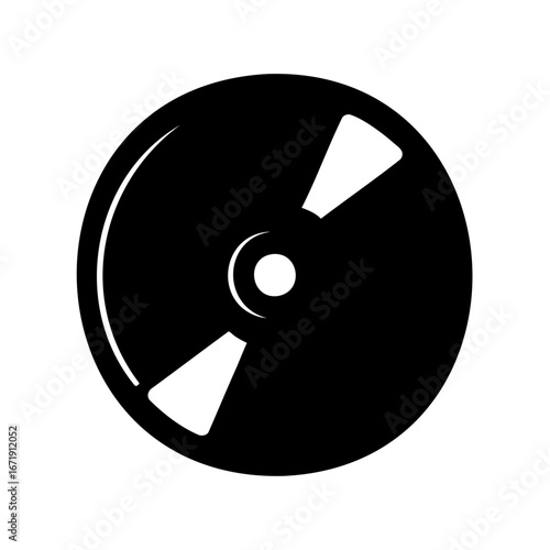 Simple black and white record disk with holes design vector art