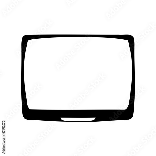 Black and White Illustration of a Retro Style Television Set