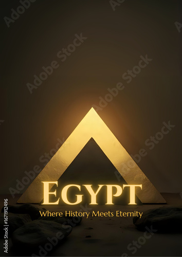 Mystical Ancient Egyptian Landscape with Golden Pyramid