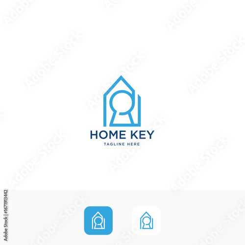 simple home keyhole logo design vector graphic