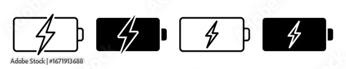 Fotografija Vector isolated Battery Charging icon set in black outline and fill