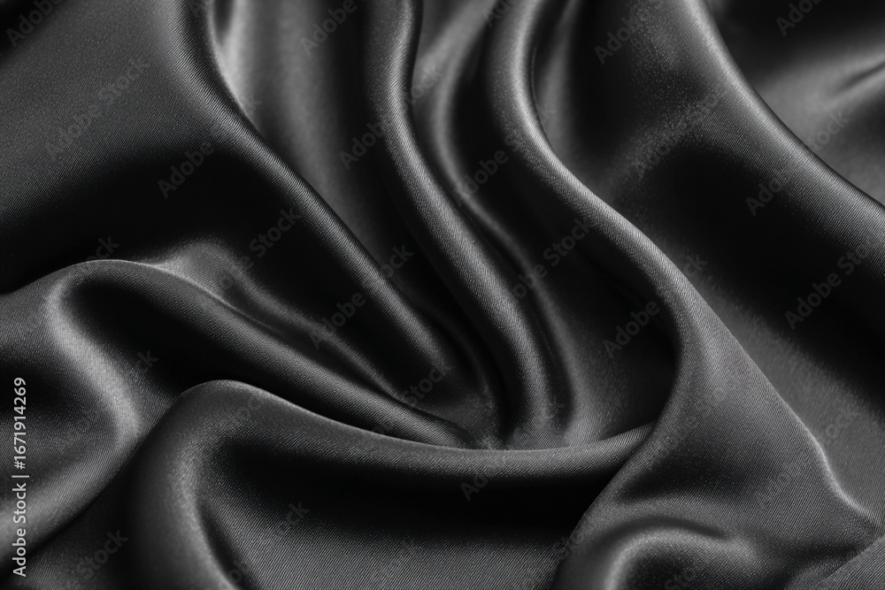 Fototapeta premium Dark fabric draped softly showing texture and folds luxurious feel