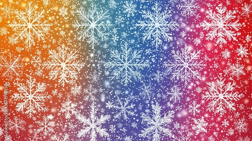 Rainbow Snowflake Background: Festive Colorful Visual