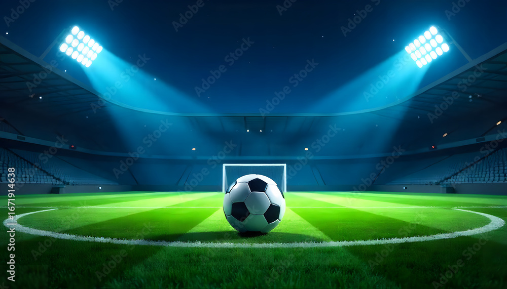 Fototapeta premium soccer field with stadium lights