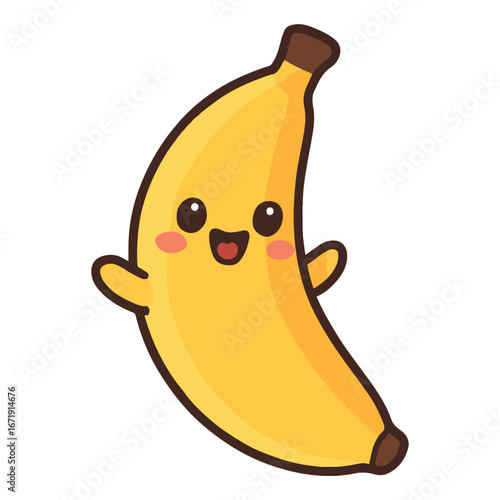 Happy Cartoon Banana with arms and legs 