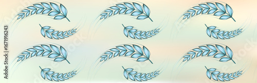 background with a blue spike or wheat on a light background. pattern of ears of corn and grain. modern logo for banners. vector illustration