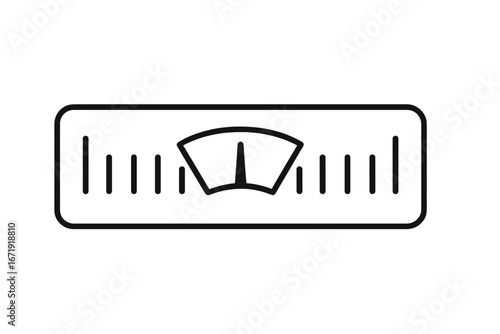 Weight scale icon vector. Measuring instrument for mass or balance. Bathroom scale symbol for diet, health, fitness, and weight loss concepts. Bar level meter gauge.
