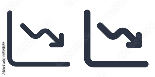 Profit Decline simple icons set designed in filled, outline, line and stroke style