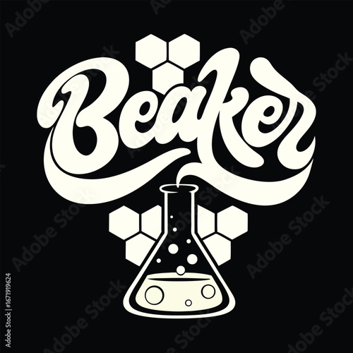 Beaker Graphic with Hexagons Science Laboratory Cool Design Chemistry Enthusiast