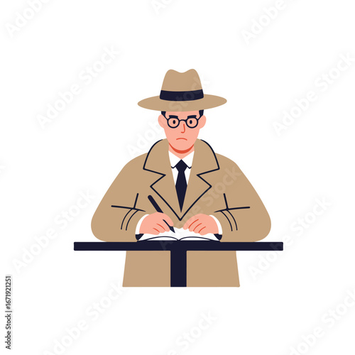 Detective Taking Notes At The Table