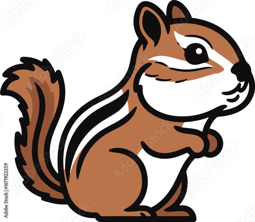 A charming illustration of a chipmunk rendered in a pixel art style. 