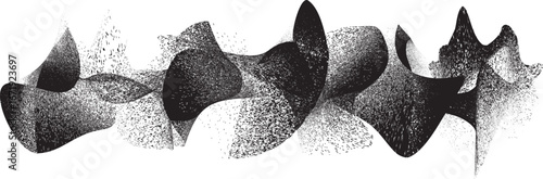 Sprayed black spiral line .Graffiti art design . Noise dispersion grungy wavy logo . Spray effect .Grunge texture . Distressed element . Grange textured vector
