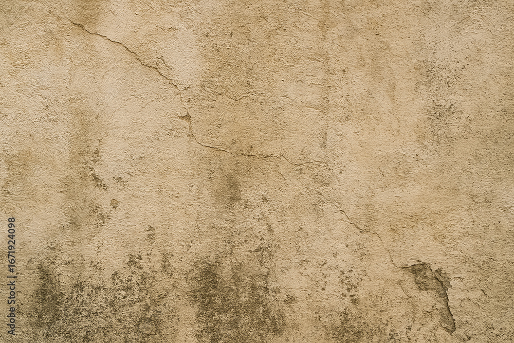 Obraz premium Textured beige wall with cracks and imperfections in surface
