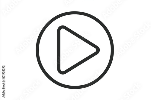 Play button icon vector. Media player interface line button symbol. Vector illustration of play sign with transparent background. Minimalist multimedia control graphic.