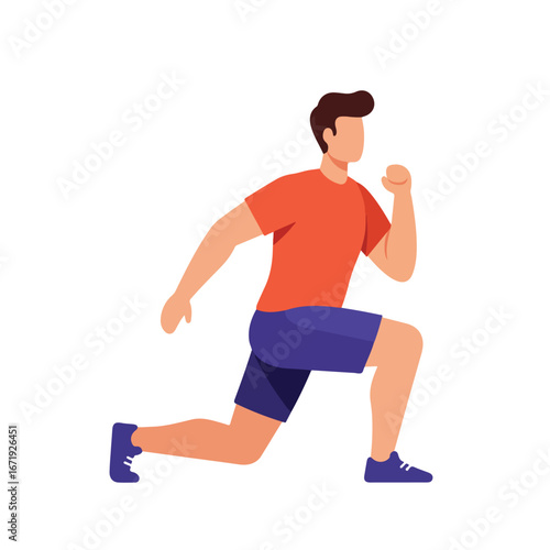 Man Doing Lunge Exercise, Isolated