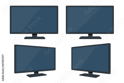 Modern TV Screen Vector Illustration, Flat Trendy LCD Display, Digital Panel, Plasma Screen, Cartoon Style, Transparent Background, Tech Device Graphics