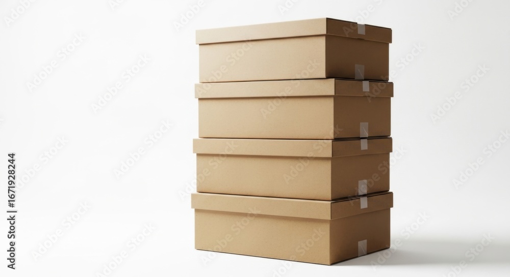 custom made wallpaper toronto digitalStack of Brown Cardboard Boxes on White Background for Shipping and Packaging