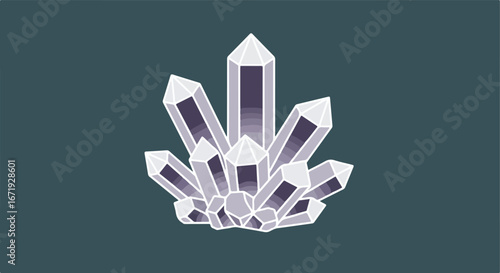 Crystals Growing, Shining, on Dark Ground