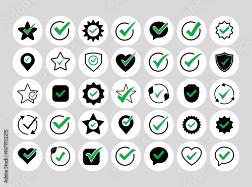 Multiple different check marks in vector art.