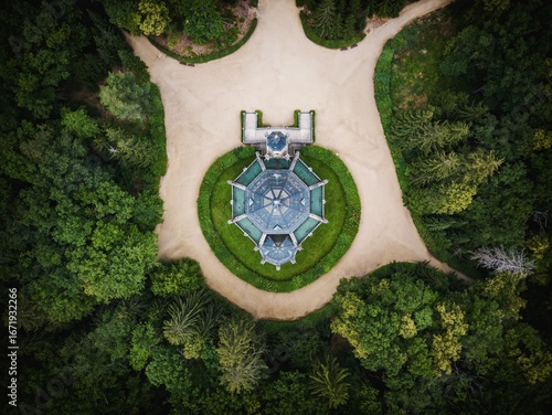 Foto Schwarzenberg tomb Domanín – aerial drone top view