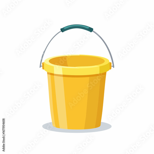 Yellow Bucket Vector Illustration Cleaning Utility Tool Cartoon Style
