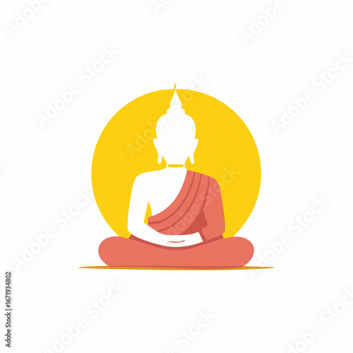 Meditating Buddha Silhouette Spiritual Serenity Lotus Position Icon Design