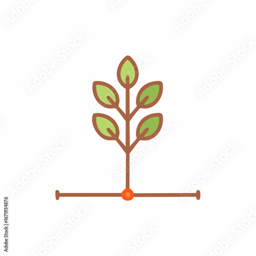Simple green plant sapling icon symbolizing new beginnings and natural development
