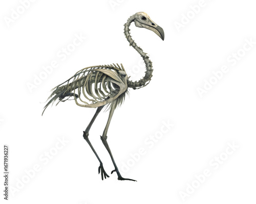 Detailed skeletal structure of a majestic bird, perfect for anatomical study or scientific illustration, Isolated on white background.