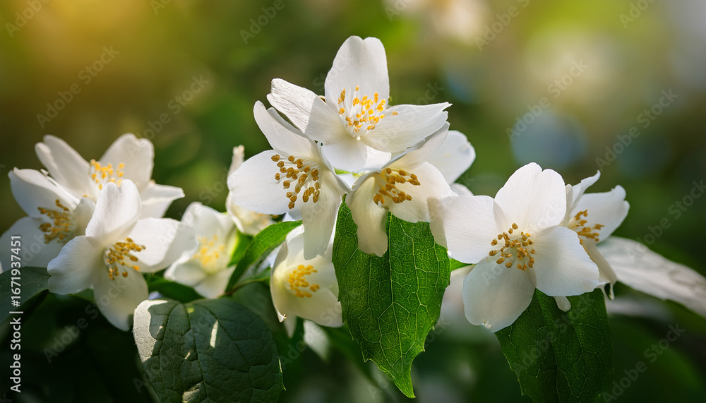 Fototapeta premium summer jasmine blossoms on bush