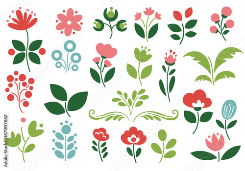 Wallpaper Mural Charming floral element collection ideal for spring designs and delicate invitations, from its vector origin Torontodigital.ca