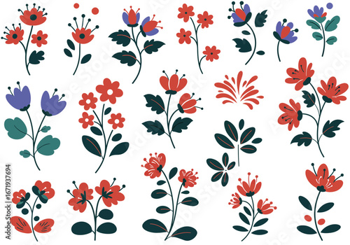 Delightful wildflowers for textile design and spring invitations, a vibrant floral pattern for modern projects