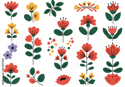 Charming botanical illustration with retro floral elements for spring design projects and invitations