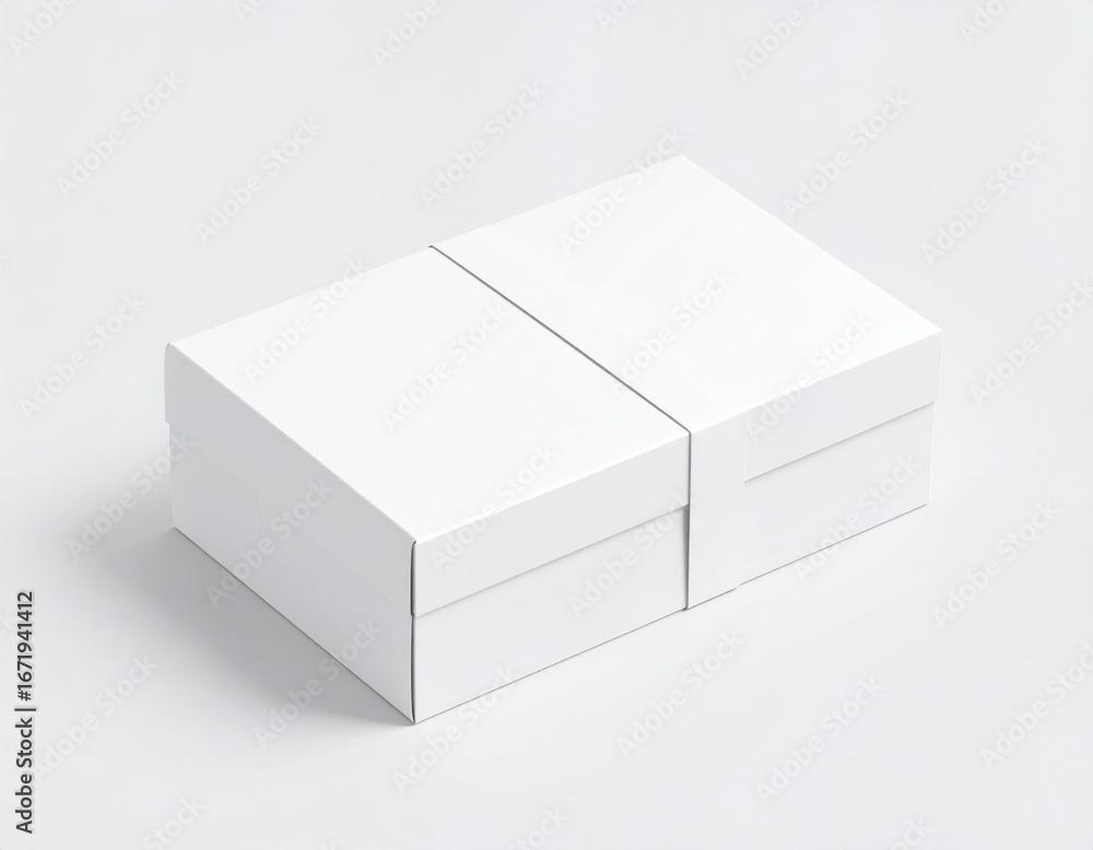 Naklejka premium White Rectangular Box on a White Surface with Shadow Simple Product Packaging