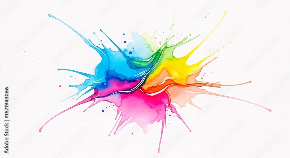 Obraz premium Vibrant Abstract Watercolor Splash on White Background