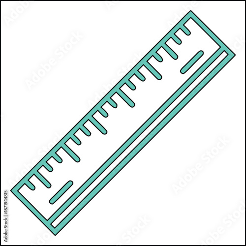 Vector Illustration of Measuring Ruler in Cyan Outline