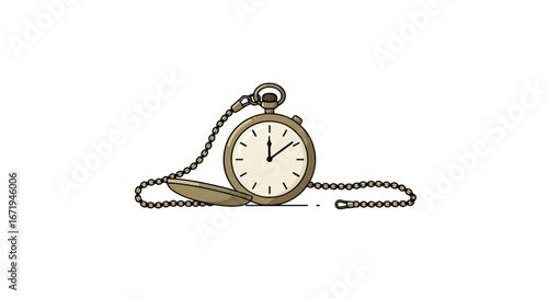 Pocket Watch Ticking on White