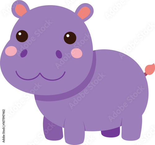 baby hippo cartoon illustration clipart on transparent background