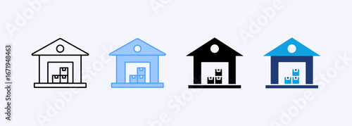 Warehouse Icon Set Multiple Style Collection