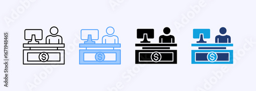 Cashier Icon Set Multiple Style Collection