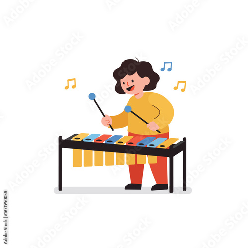 Child Plays Marimba in Studio