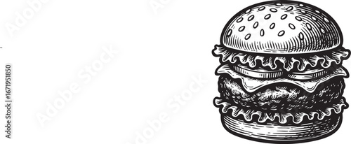Vintage-style hamburger illustration