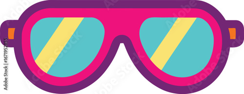 retro sunglasses neon vector icon clipart on transparent background