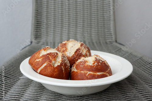 Home made fresh buns on a plate