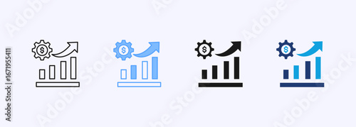 Efficiency Gain Icon Set Multiple Style Collection