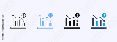 Recession Icon Set Multiple Style Collection